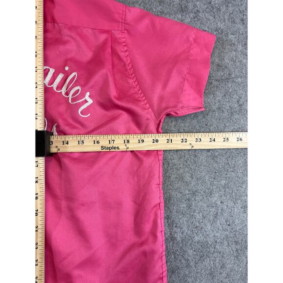 VTG 50s Hilton Elliott Bowling Shirt Womens Pink Hoyts Trailer Rentals Size 34 - Picture 3 of 8